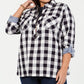 Tommy Hilfiger Women's Check Long Sleeve Button up Top Gray Size 1X
