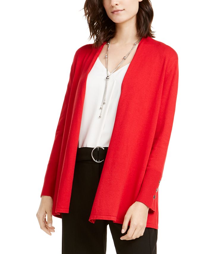 Alfani Women's Snap Sleeve Open Cardigan Red Size XXL