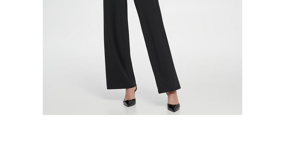 DKNY Women's V Neck D Buckle Jumpsuit Black Size 12