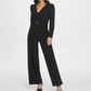 DKNY Women's V Neck D Buckle Jumpsuit Black Size 12