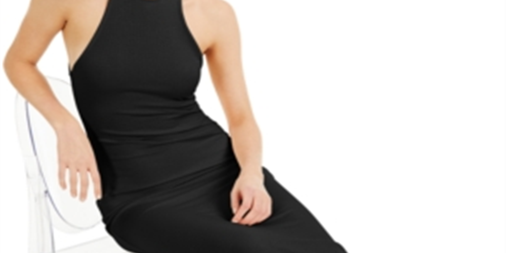 INC International Concepts Women's Ribbed Halter Dress Black Size Small