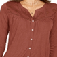 Style & Co Women's Eyelet Button Front Top Brown Size X-Large