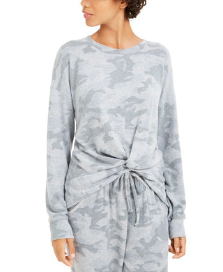 Hippie Rose Junior's Cozy Twist Front Top Gray Size XS