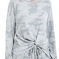 Hippie Rose Junior's Cozy Twist Front Top Gray Size XS
