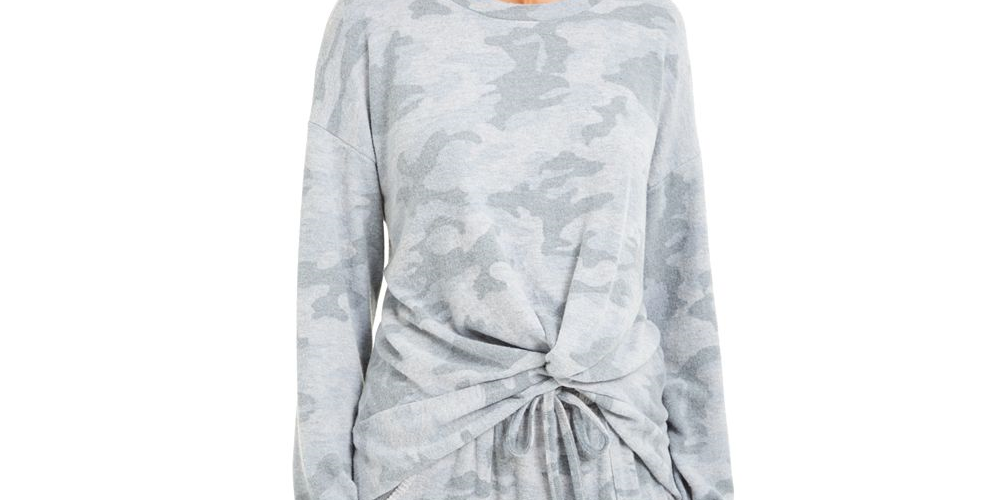 Hippie Rose Junior's Cozy Twist Front Top Gray Size XS