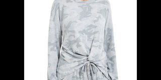 Hippie Rose Junior's Cozy Twist Front Top Gray Size XS