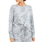 Hippie Rose Junior's Cozy Twist Front Top Gray Size XS