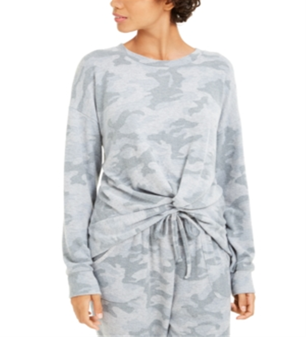 Hippie Rose Junior's Cozy Twist Front Top Gray Size XS