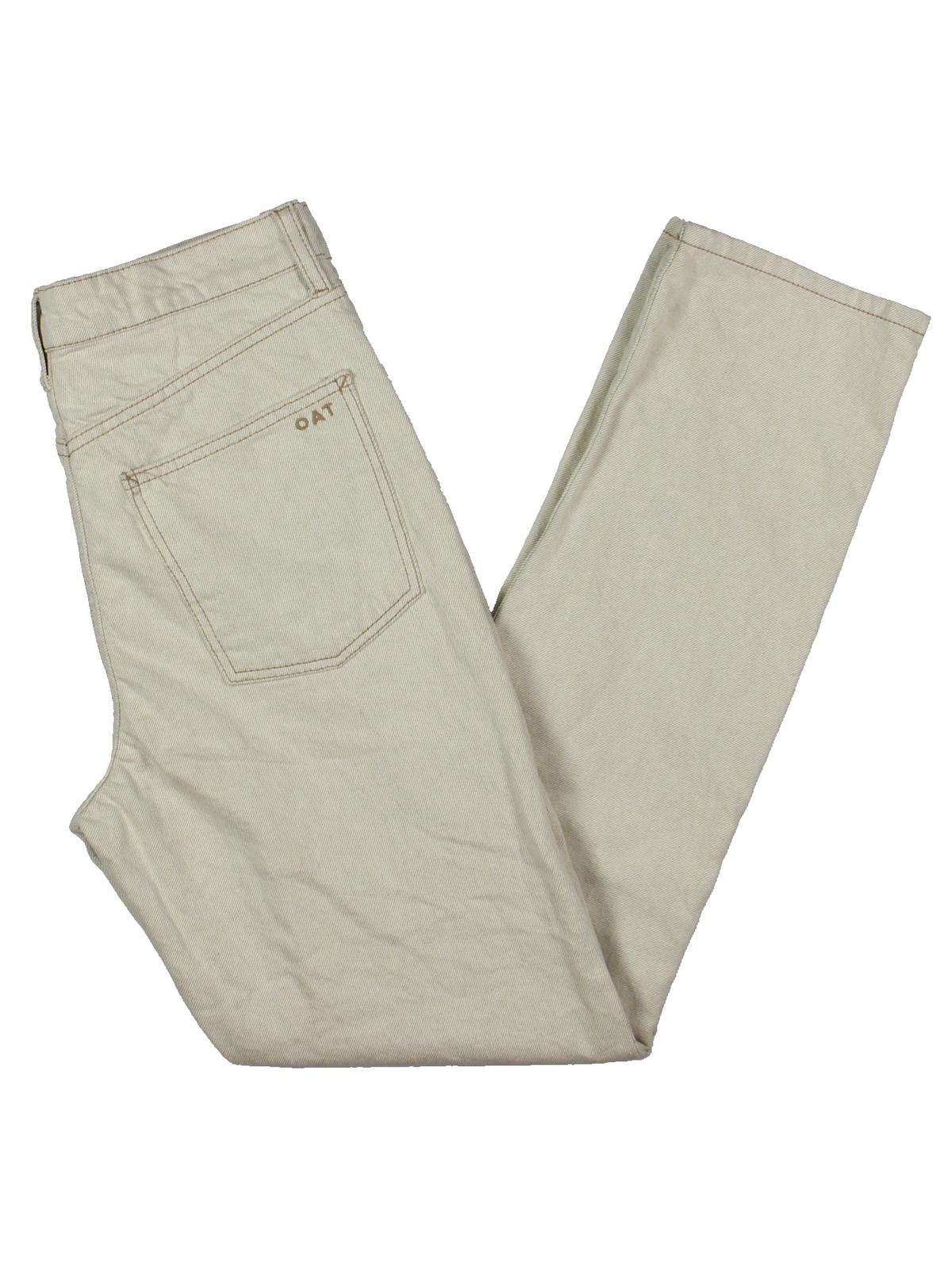 Oat Women's Cotton Cuffed Straight Leg Jeans White Size 27