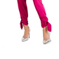 INC International Concepts Women's Satin Straight Tie Hem Stretch Pants Dress Pink Size 0
