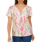 Karen Scott Women's Printed Henley Top Orange Size Medium