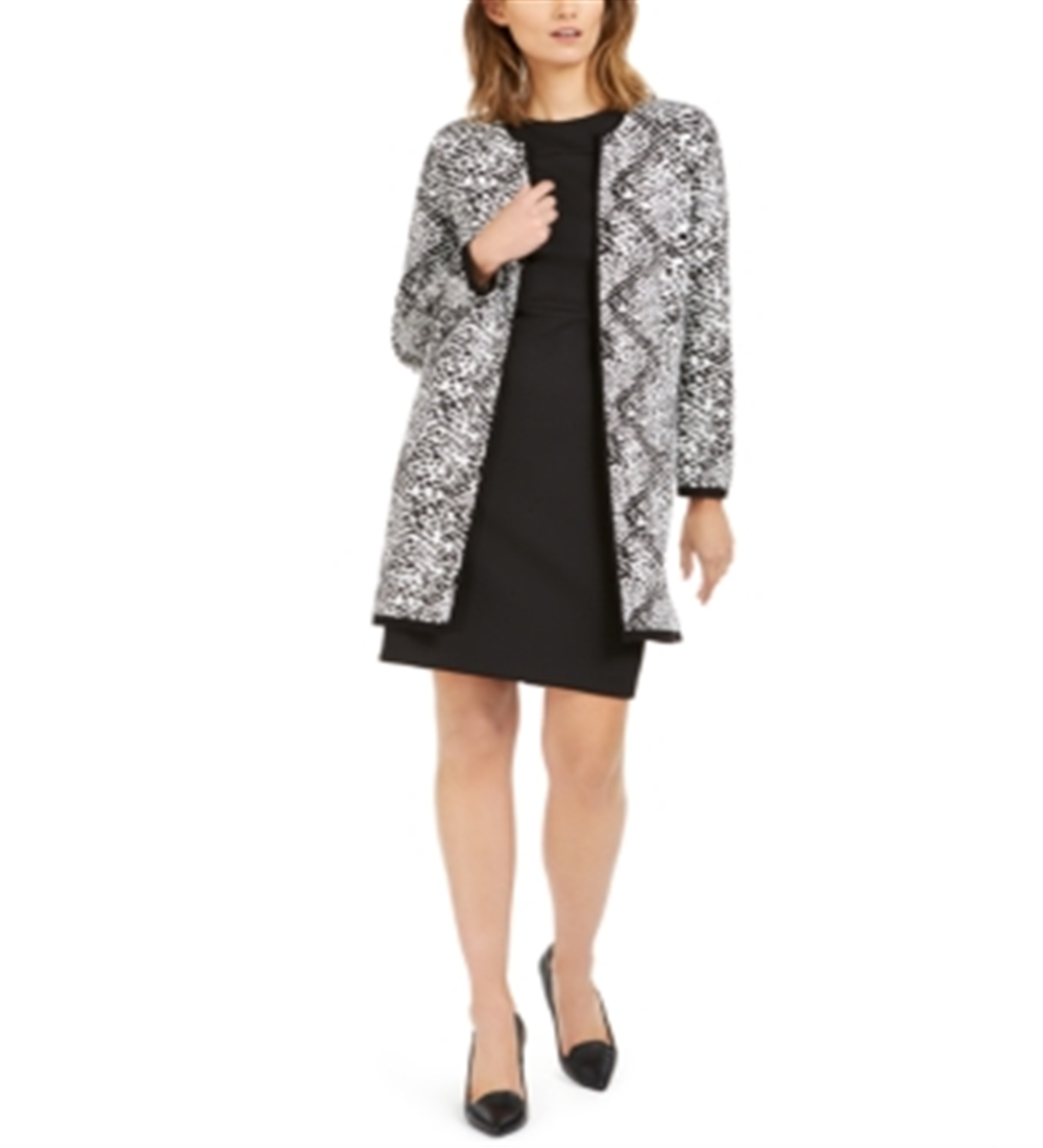 Calvin Klein Women's Long Animal Print Cardigan Black Size X-Large