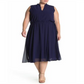 Anne Klein Women's Plus Drawstring MIDI Dress Blue Size 1X