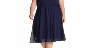 Anne Klein Women's Plus Drawstring MIDI Dress Blue Size 1X