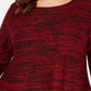 Style & Co Women's Bell Sleeve Marled Knit Sweater Red Size 0X