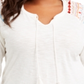 Style & Co Women's Plus Embroide Tie Neck Top White Size 3X