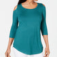 JM Collection Women's Cold Shoulder Top Green Size 2XL