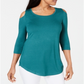 JM Collection Women's Cold Shoulder Top Green Size 2XL