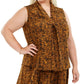 Bar III Women's Trendy Plus Snake Print V Neck Top Brown Size 2XL