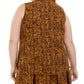Bar III Women's Trendy Plus Snake Print V Neck Top Brown Size 2XL
