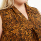 Bar III Women's Trendy Plus Snake Print V Neck Top Brown Size 2XL