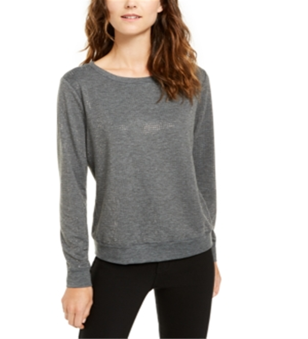 INC International Concepts Women's  Studded Sweatshirt  Gray Size XL