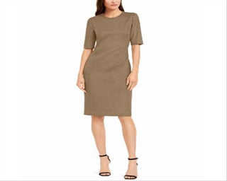 Anne Klein Women's Vicuna  Faux Suede Sheath Dress Brown Size 10