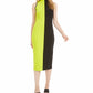 Bar III Women's Colorblocked Sweater Dress Green Size L