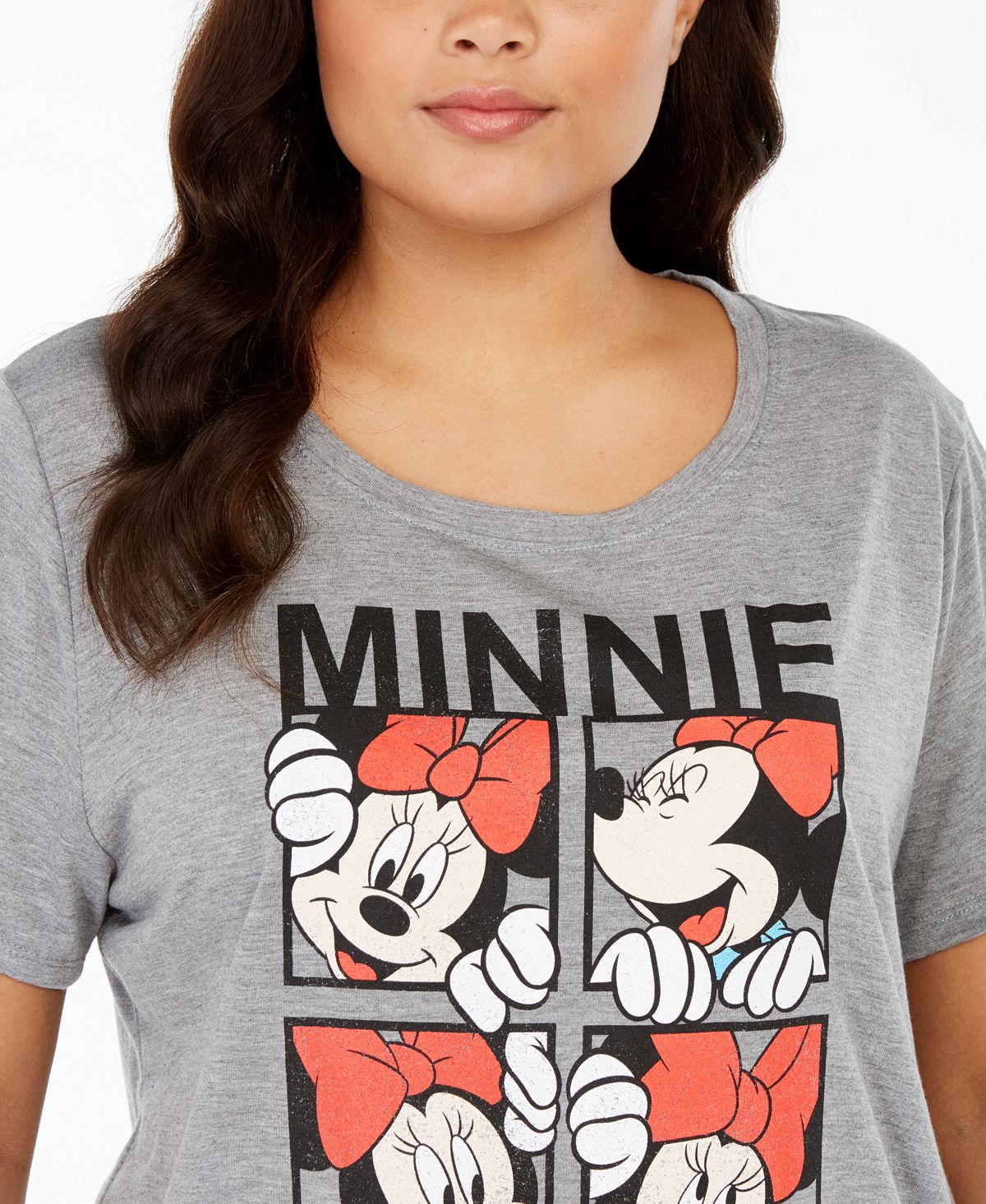 Modern Lux Women's Trendy Plus Minnie T-Shirt Gray Size 3X