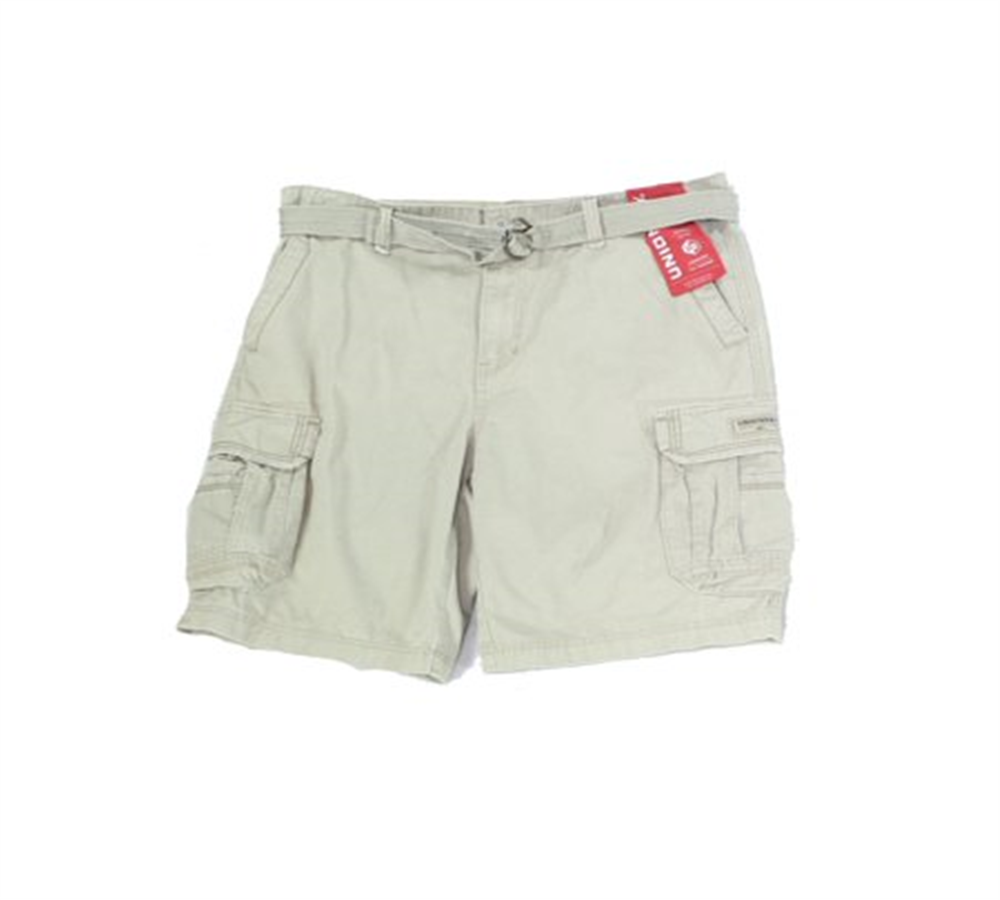 Unionbay Men's Belted Mid Rise Flat Front Cargo Shorts Beige Size 34