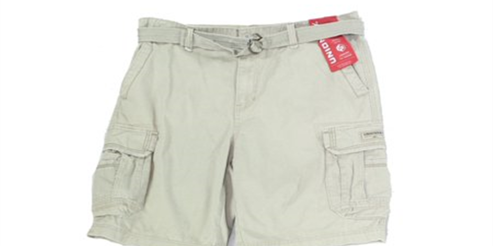 Unionbay Men's Belted Mid Rise Flat Front Cargo Shorts Beige Size 34
