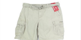 Unionbay Men's Belted Mid Rise Flat Front Cargo Shorts Beige Size 34