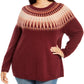 Style & Co Women's Plus Ribbed Metallic Sweater Red Size 0X