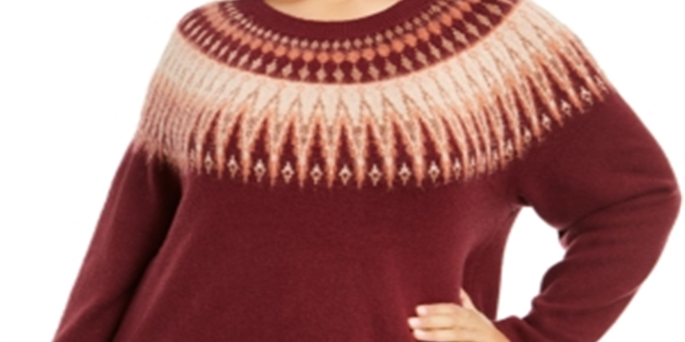 Style & Co Women's Plus Ribbed Metallic Sweater Red Size 0X