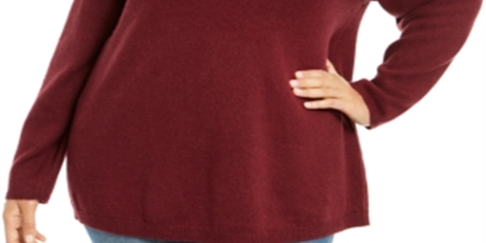 Style & Co Women's Plus Ribbed Metallic Sweater Red Size 0X