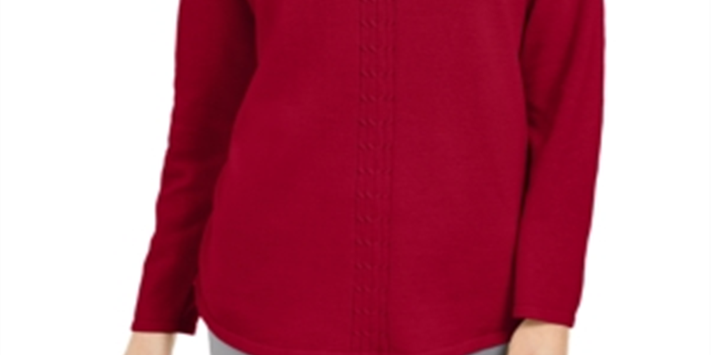 Karen Scott Women's Cotton Cable Knit Sweater Red Size XXL