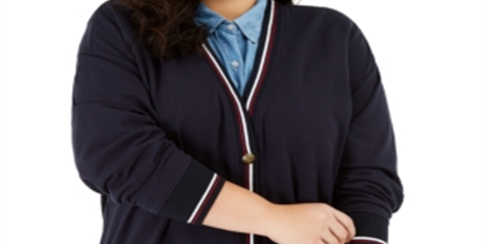 Tommy Hilfiger Women's Long Sleeve Open Cardigan Top Blue Size 0X