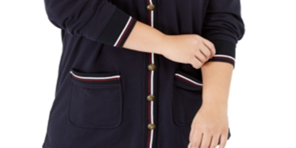 Tommy Hilfiger Women's Long Sleeve Open Cardigan Top Blue Size 0X