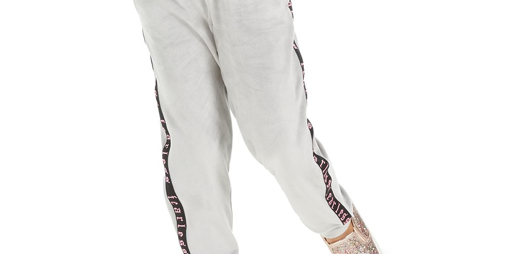 Ideology Little Girls Side-Taped Velour Sweatpants Shark Fin Gray Size 6