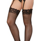 Dreamgirl Girl's Fishnet Thigh High with Lace Top Black Size 0-Small