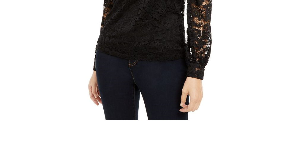 INC International Concepts Women's Lace Blouson Top White  Size Small