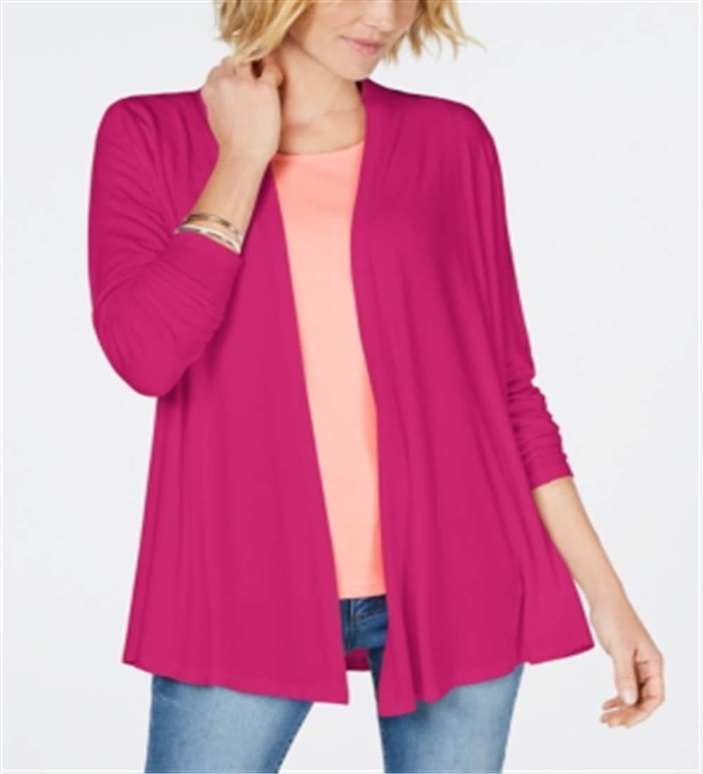 Karen Scott Women's Draped Open-Front Cardigan Pink Size M