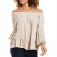 Style & Co Women's Off the Shoulder Bell Sleeve Top Brown Size XX-Large