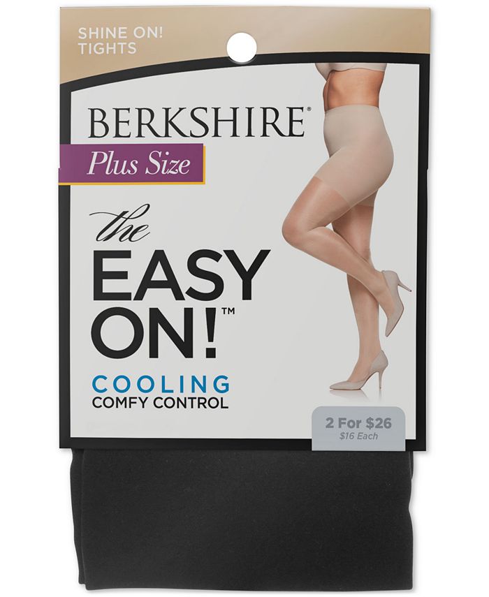 Berkshire Women's Plus Shine Tights Easy on! Control Top Black Size Petite