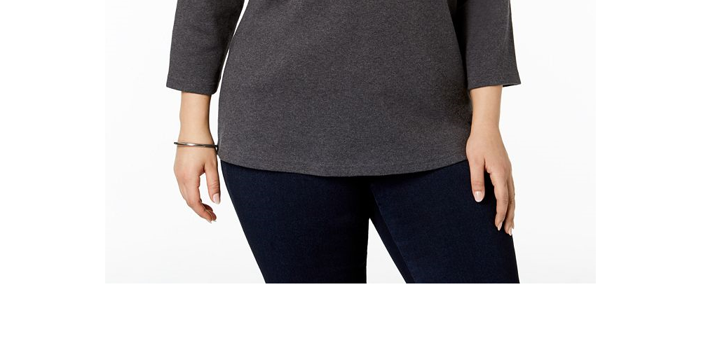 Karen Scott Women's Plus Cotton Scoop Neck Top White Size 3X