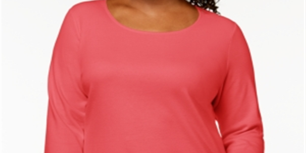 Karen Scott Women's Plus Cotton Scoop Neck Top White Size 3X