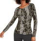 INC International Concepts Women's Animal Print Twist Front Top -Green Size XX-Large
