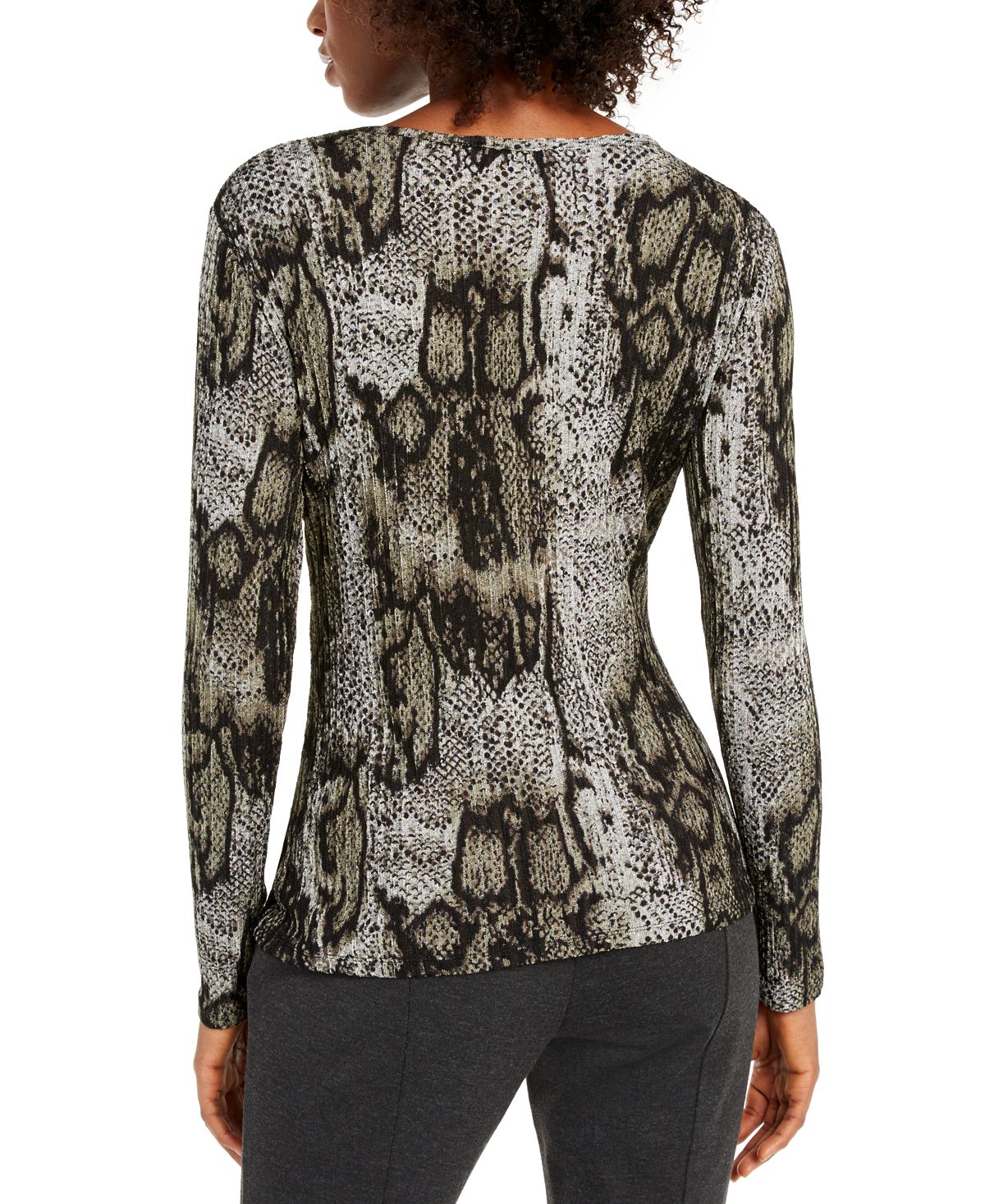 INC International Concepts Women's Animal Print Twist Front Top -Green Size XX-Large