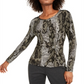 INC International Concepts Women's Animal Print Twist Front Top -Green Size XX-Large