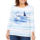 Karen Scott Women's Boat Print Embellished Top White Size S